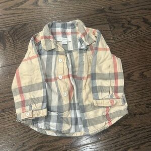 Burberry baby plaid button down 9 months.